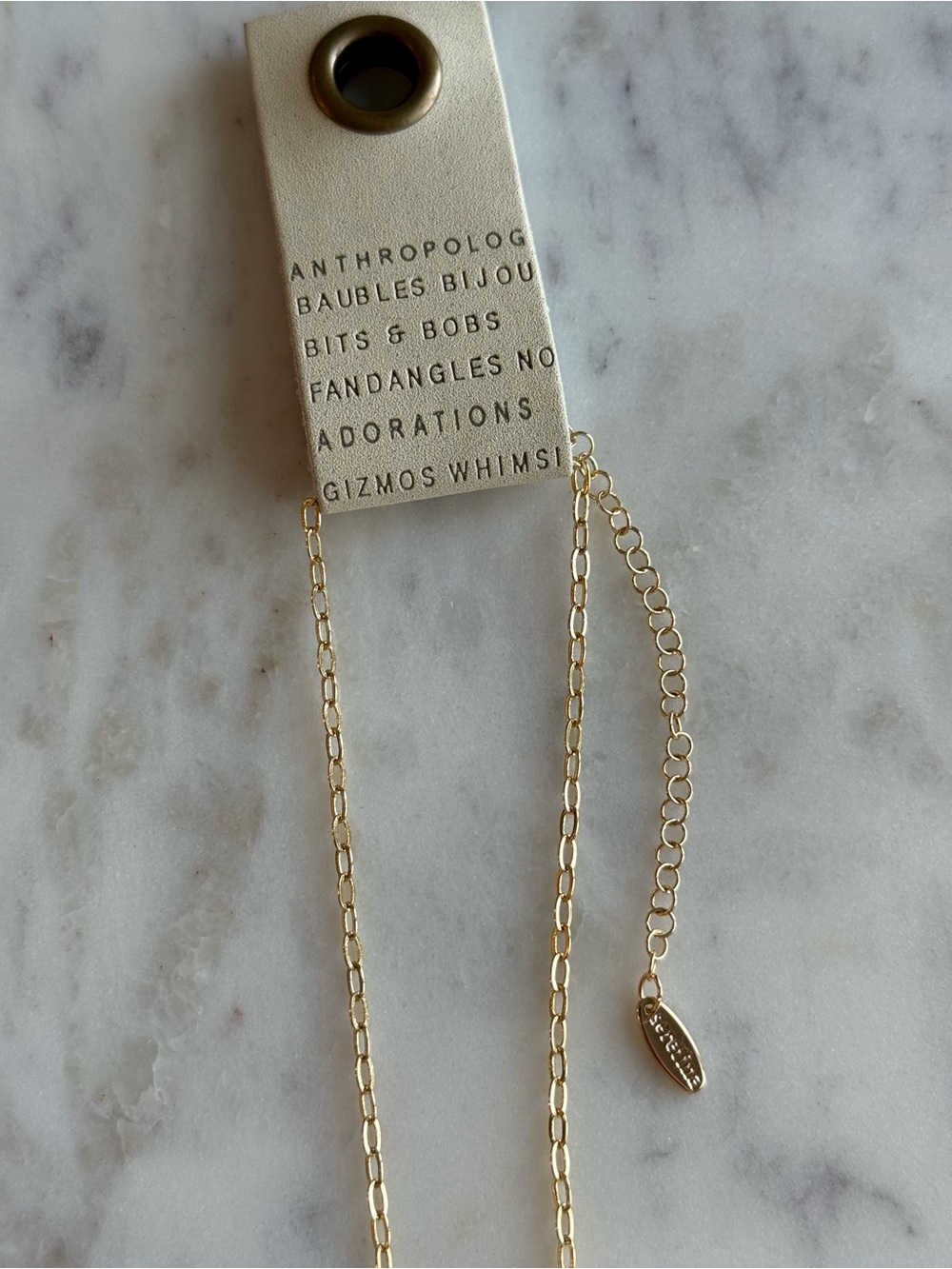 Offer! NWT Anthropologie Sunset stone necklace by Serefina gold faux jade green - Picture 6 of 7